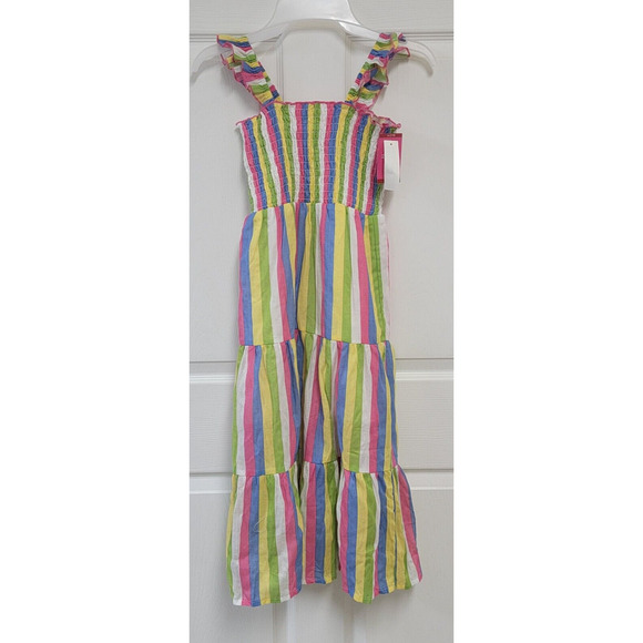 Zunie Girl A-Line Ruffled Straps Long Dress Multi Striped Size XS (4/5) - Picture 1 of 7